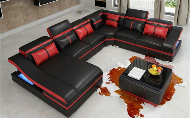Set Luxury Modern Corner sofa U-shape Designer and Coffee table Living room