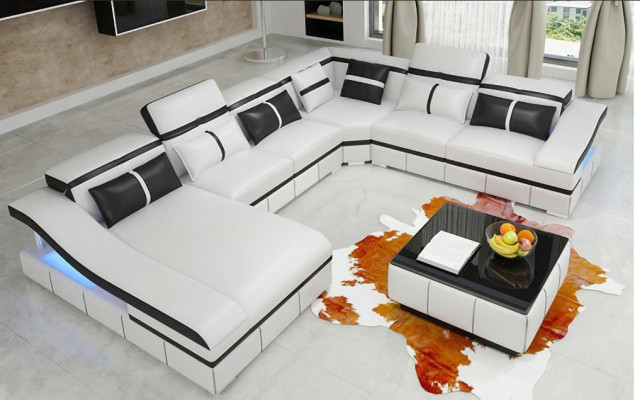 Set Luxury Modern Corner sofa U-shape Designer and Coffee table Living room