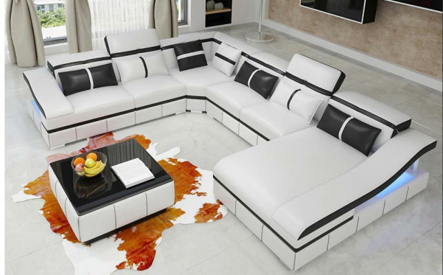 Set Luxury Modern Corner sofa U-shape Designer and Coffee table Living room