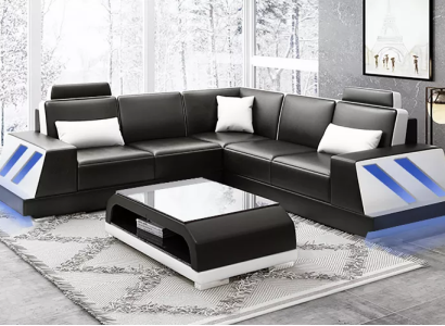 Leather sofa Corner sofa Upholstered sofa Couch Corner suite Living landscape Upholstery