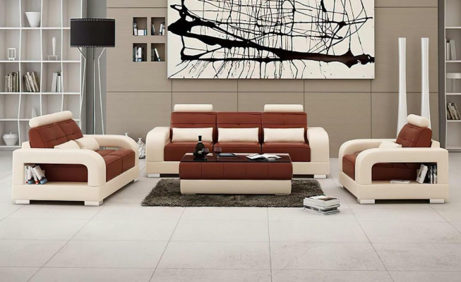 Modern leather sofa couch sofa set 3+2+1 sets design sofa home24