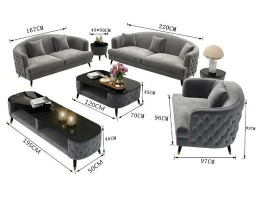 Luxury Sofa set Couch Upholstery Set Seat Sofa Sets 321 Seat 3pcs.