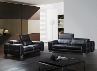 Set Leather Sofa Couch Living landscape 3+1+1 Seater Suite Design Modern