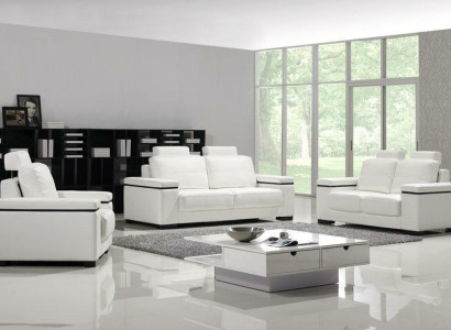 Sofa set 3+2+1 Seater Set Design Sofas Upholstery Leather Relax Couches
