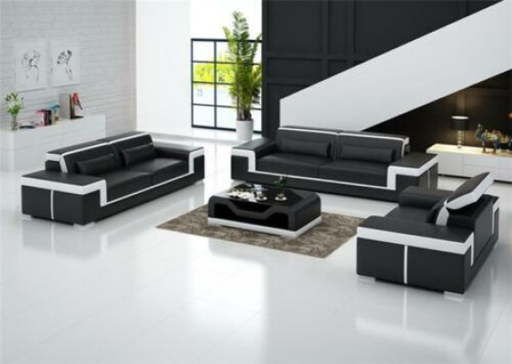 Leather sofa Couch Living landscape 3+2+1 Seat Suite Design Modern Sofa