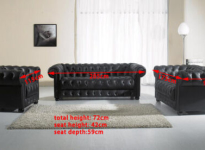 Chesterfield Couches Sofas Upholstery Leather 321 Seater Sofa set Sets