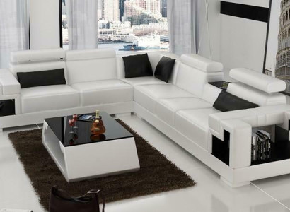 Designer Sofa Couch Corner sofa Leather Living landscape Textile Upholstery Suite