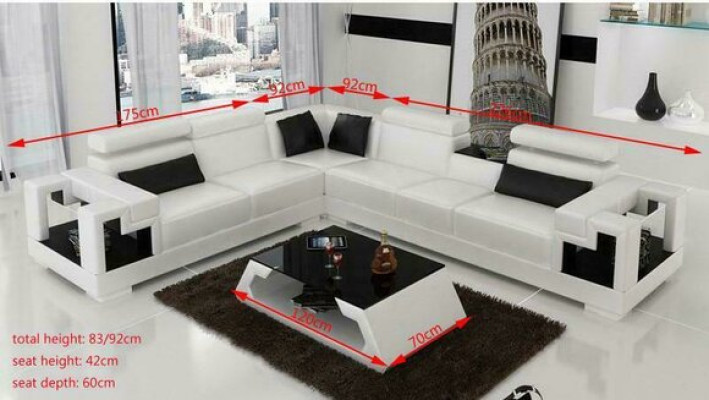 Designer Sofa Couch Corner sofa Leather Living landscape Textile Upholstery Suite