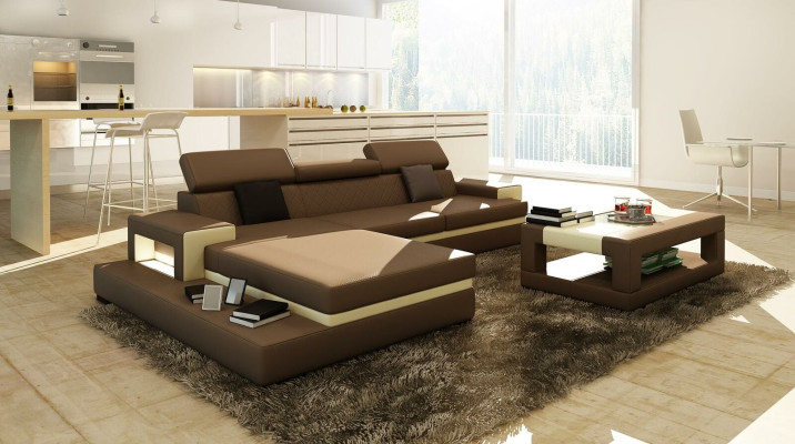 Sofas Corner sofa Leather sofa Upholstery Living landscape Couch Sofa Corner suite