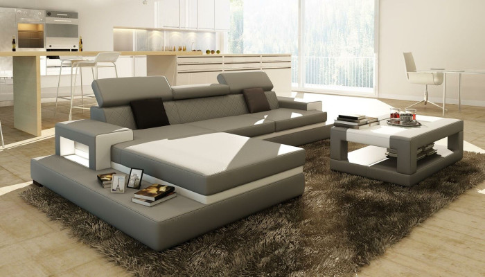 Sofas Corner sofa Leather sofa Upholstery Living landscape Couch Sofa Corner suite
