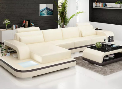 Design Living landscape Corner sofa Upholstery Corner suite Leather sofa Luxury seating set