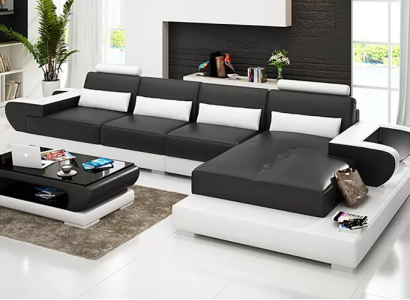 Sofa Leather sofa Corner sofa Upholstered suite Couch Corner suite Living landscape Upholstery