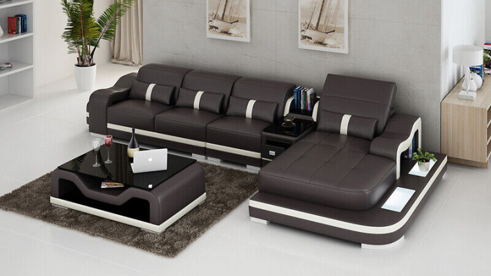 Corner sofa Fabric L-shape Bed function Couch Design Upholstery Textile Leather Corner
