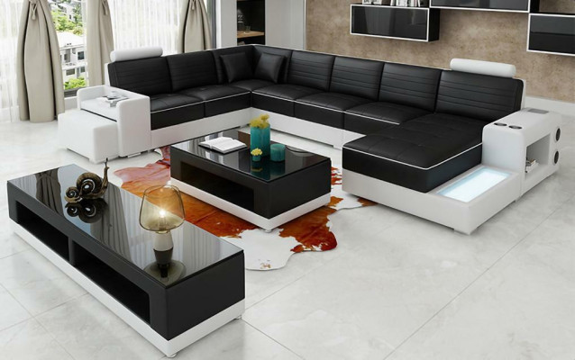 Eck Leather Corner sofa U-shape Sofa Couch Design Upholstery Textile Modern Textile new