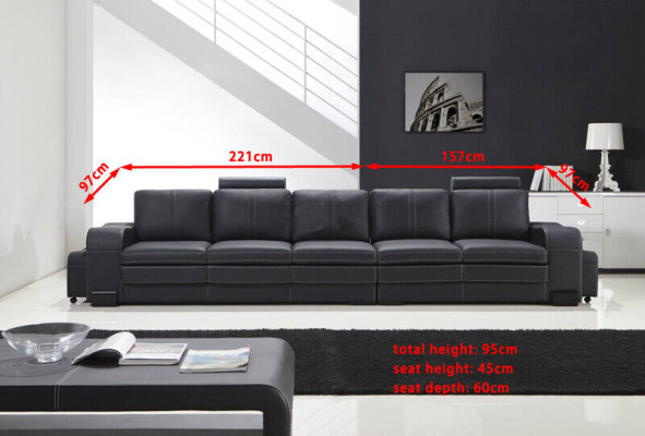 Design Upholstery Luxury Seat Sofa Couch Leather Textile Sofa 5 Seater Five-seater home24