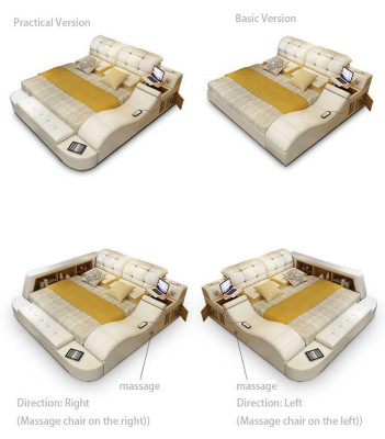 Luxury functional bed with safe laptop storage double marriage beds xxl hotel leather