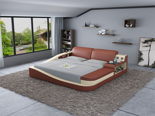 Luxury Bedroom Bed Upholstery Design Leather Double Hotel Beds Textile
