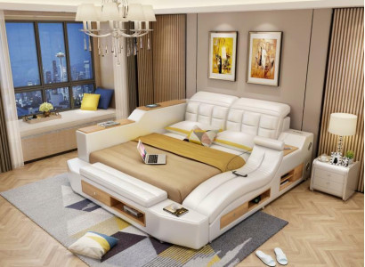 Function Bed Double bed Leather Bed Beds Leather Upholstery Bedroom Marriage