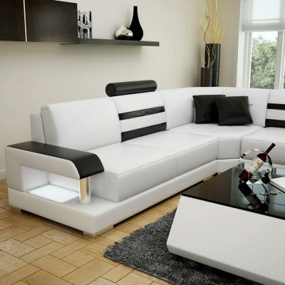 Corner sofa Living landscape U-shape Sofa - Ledersofa Suite with Shelf Leather