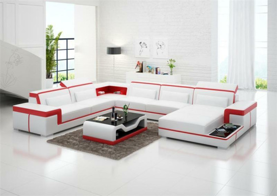 Sofa Couch Upholstery Suite Living landscape Design Corner sofa Leather new