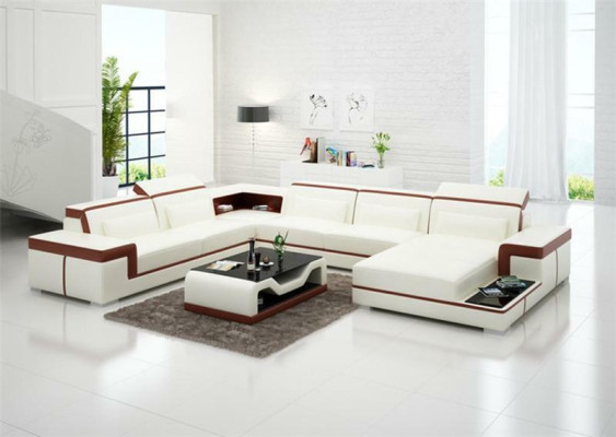Sofa Couch Upholstery Suite Living landscape Design Corner sofa Leather new