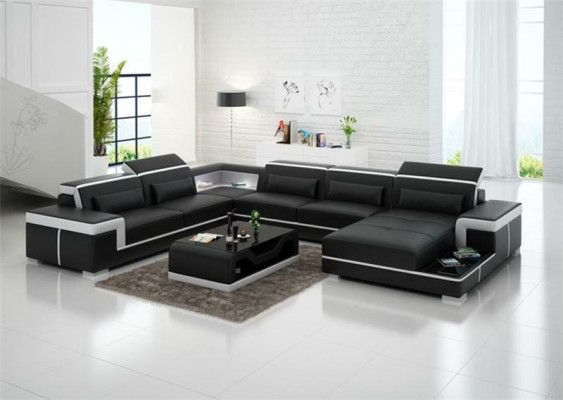 Sofa Couch Upholstery Suite Living landscape Design Corner sofa Leather new