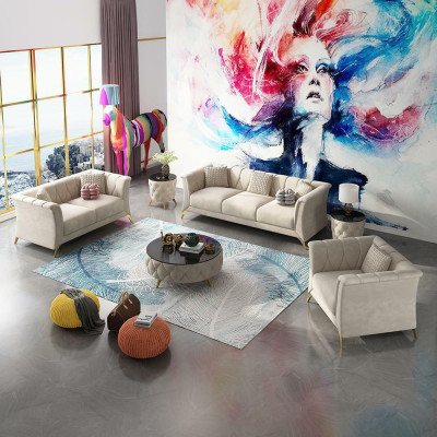 Designer Chesterfield Sofa set Sofa Couch Upholstery Set Velvet 321 Seat Couches