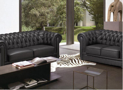 Chesterfield Couches Sofas Upholstery Leather 32 Seater Sofa set Sets Set