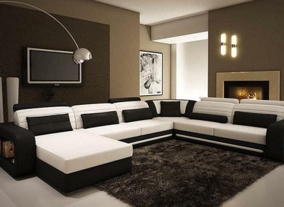 U-shape Sofa Couch Upholstery Corner sofa Suite Living landscape Leather Design