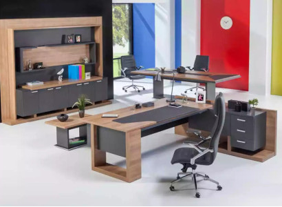 Desk Office furniture Corner desk Coffee table Filing cabinet 3-piece. set