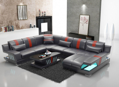 Sofa U-shape Leather Sofa Couch Living landscape Suite Design Modern