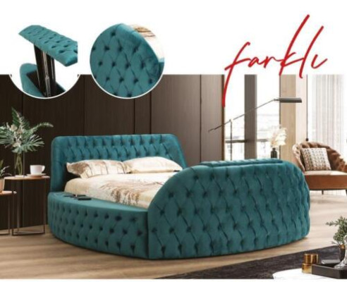 Multifunction Bed Shelf USB Charging Station Double Textile Beds 180x200