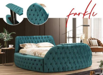 Multifunction Bed Shelf USB Charging Station Double Textile Beds 180x200
