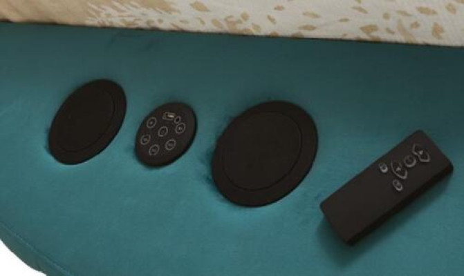 Multifunction Bed Shelf USB Charging Station Double Textile Beds 180x200