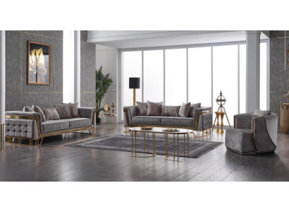 Luxury Gray Sofa Set Three Seater with Armchair Modern Set Couches Sofa