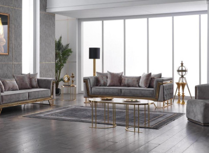 Luxury Gray Sofa Set Three Seater with Armchair Modern Set Couches Sofa