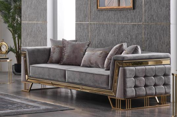 Luxury Gray Sofa Set Three Seater with Armchair Modern Set Couches Sofa
