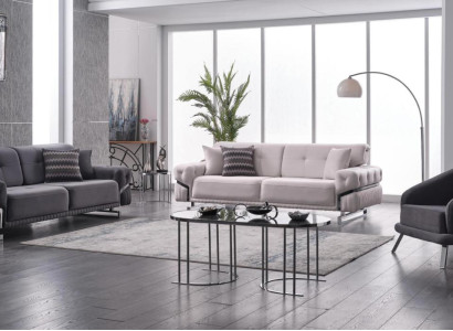 Gray Sofa set Living room Sofas Three Seater Armchair Complete's Set 3pcs