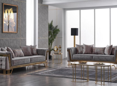 Luxury sofa set designer suite three-seater textile furniture living group modern