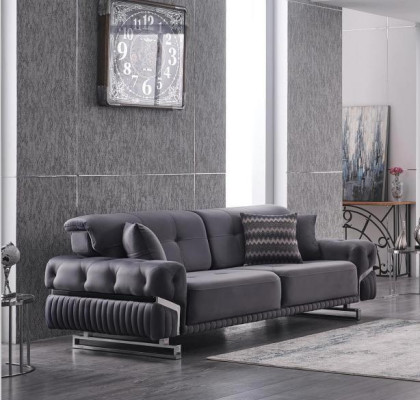 Gray sofa Complete Living room furniture Luxury three-seater upholstered sofa