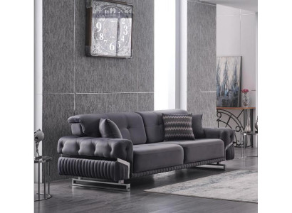 Gray sofa Complete Living room furniture Luxury three-seater upholstered sofa