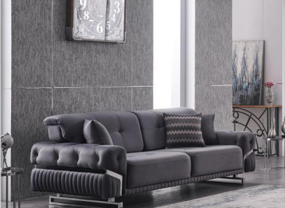 Gray sofa Complete Living room furniture Luxury three-seater upholstered sofa
