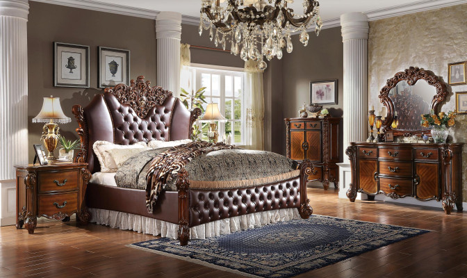 Bed 2x Bedside tables 3 pieces. Set Furniture Baroque Rococo Bedroom 180x200