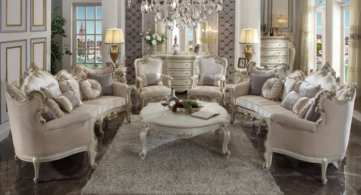 Semicircular four-seater living room couch textile baroque rococo luxury sofa
