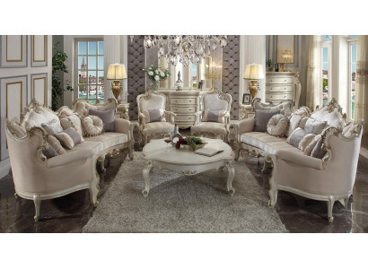 Semicircular four-seater living room couch textile baroque rococo luxury sofa