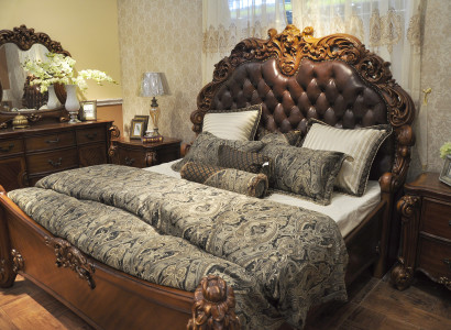 Classic s Bed Baroque Rococo Chesterfield Style Double Leather Hotel Antique