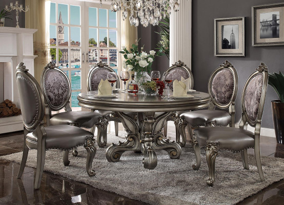 Design Round Table 6x Chairs Dining Room Seat Round Upholstery Tables Suite