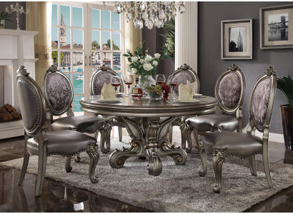 Design Round Table 6x Chairs Dining Room Seat Round Upholstery Tables Suite
