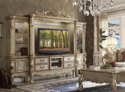 TV Wall Wood Style Baroque Shelf Living room Furniture Wardrobe new Classic
