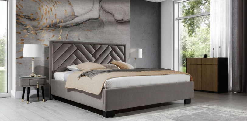 Upholstery Bed Furniture Bedroom Beds Taupe Brown 200x200cm Velvet